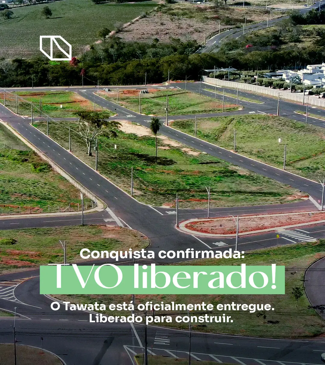 Vista aérea das vias e dos lotes urbanizados do Tawata